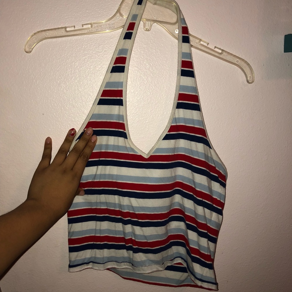 Red, white, and blue halter crop